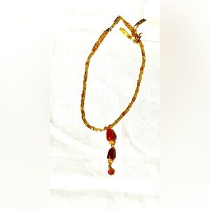 Briolette Carnelian and Citrine pendant necklace